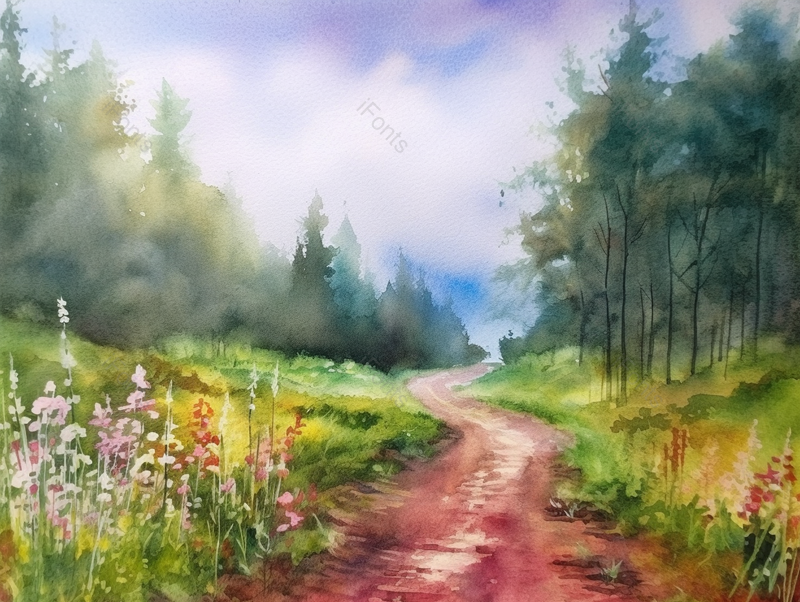 树林中的小路油画背景,插画/手绘图,插画/手绘图库,插画/手绘图下载,插画/手绘